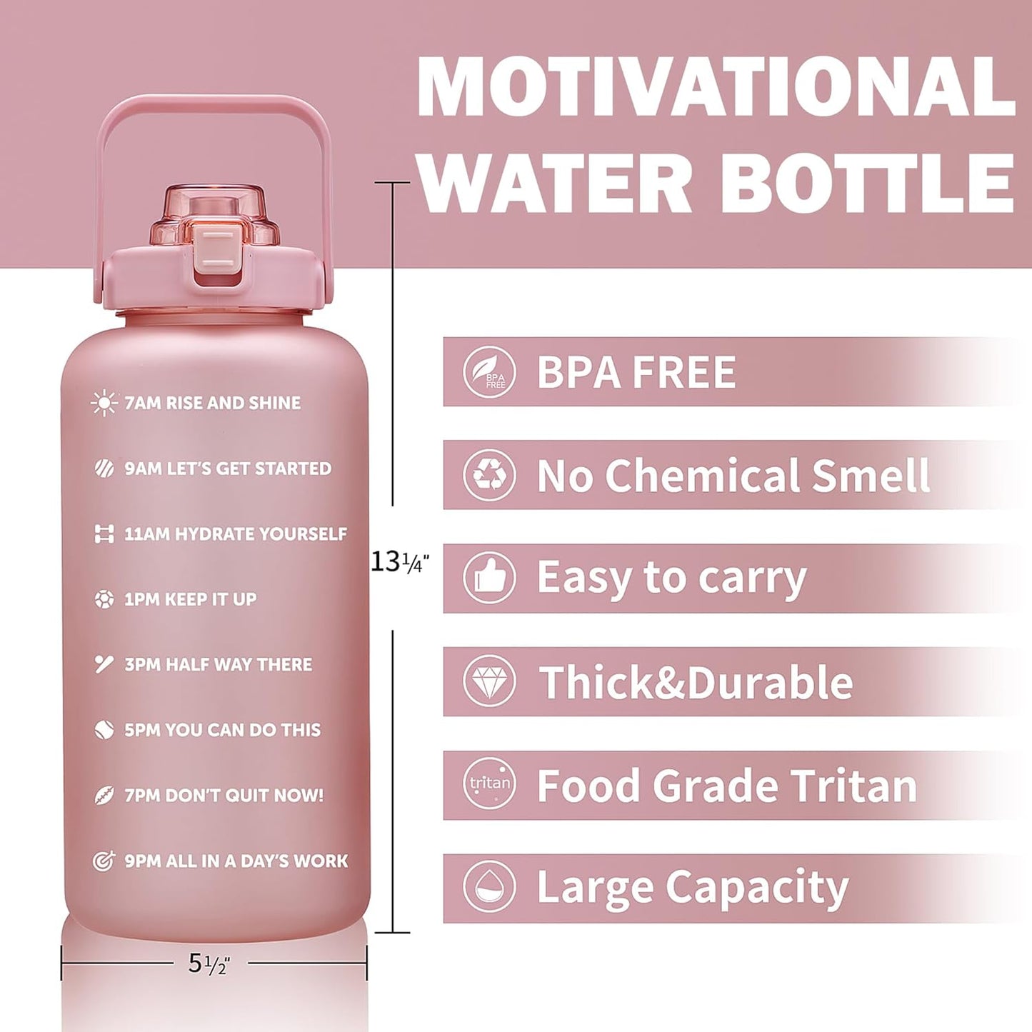 Motivational Water Bottle with Time Marker