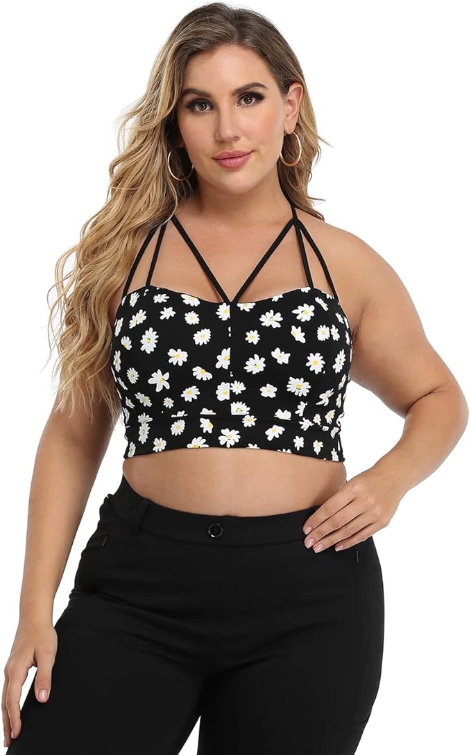 Spaghetti Strap Cami Bralette Crop Top