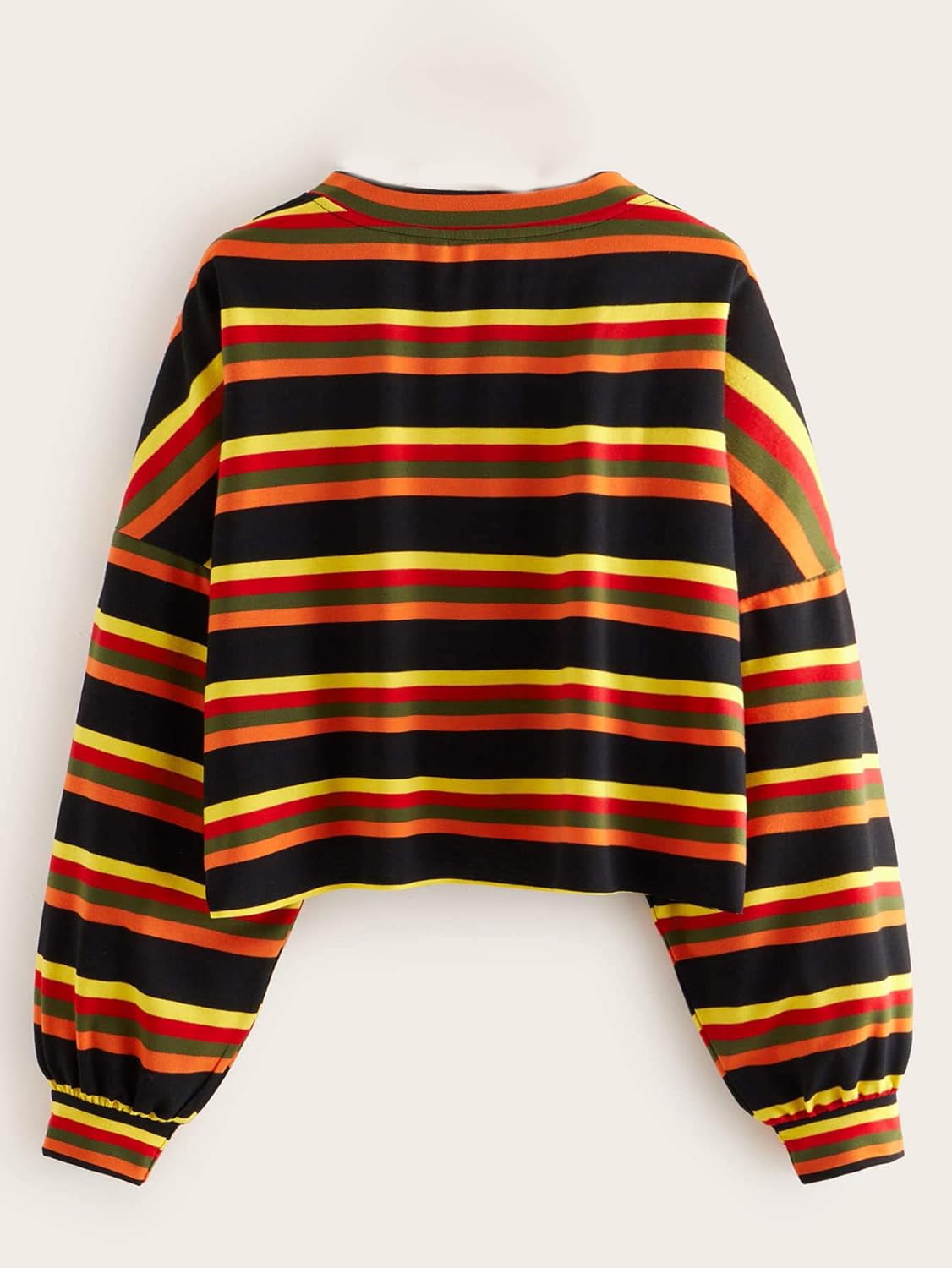 Long Sleeve Striped Oversized Crop Top