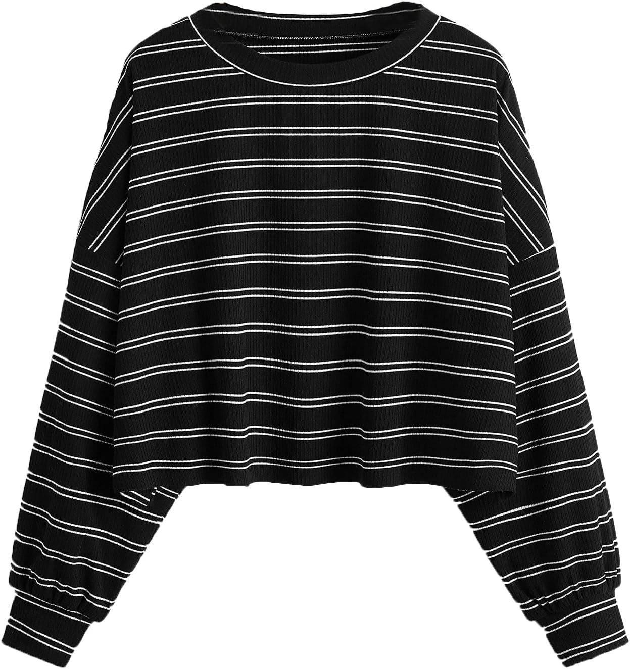 Long Sleeve Striped Oversized Crop Top