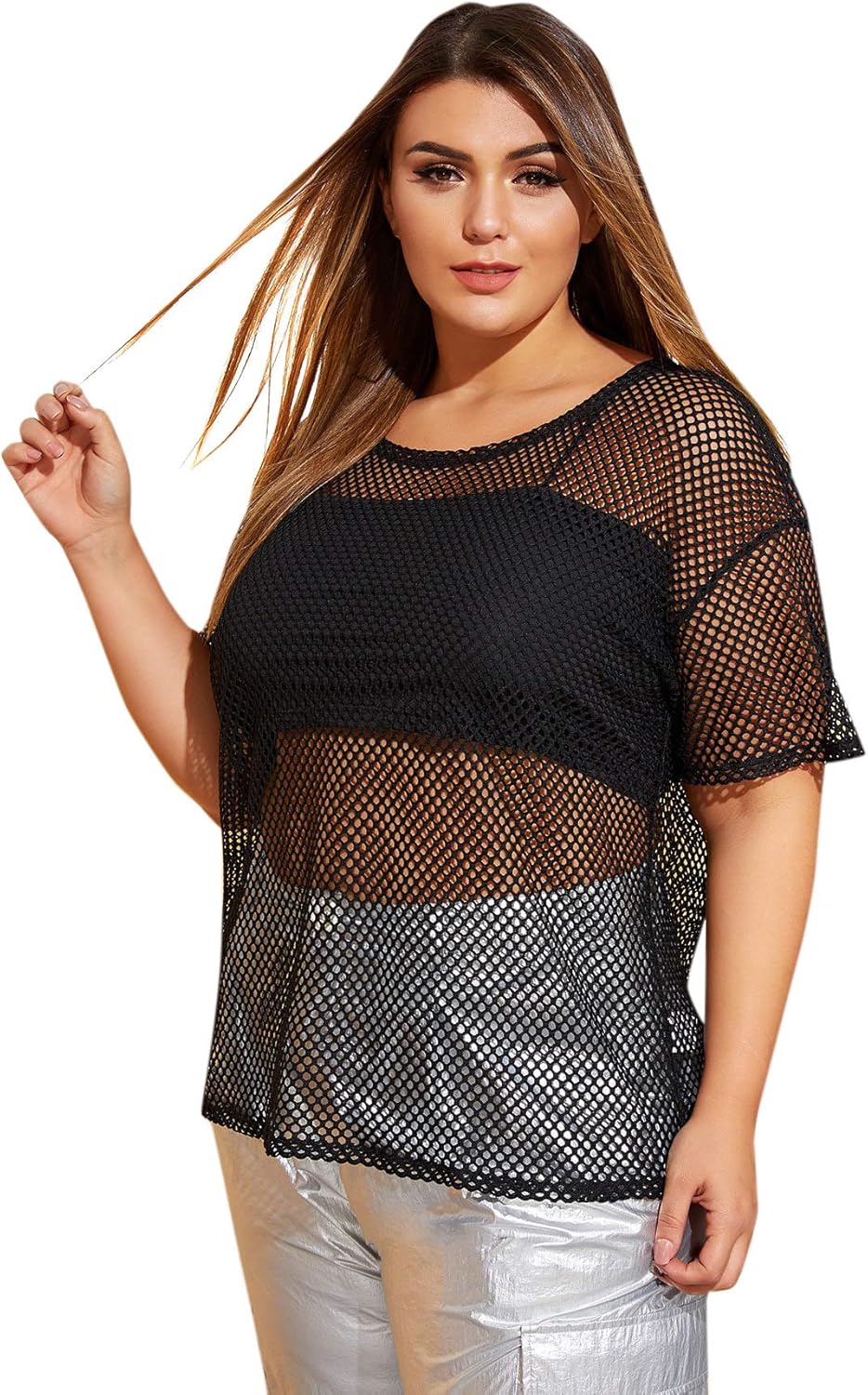 Sheer Mesh Fishnet Tee