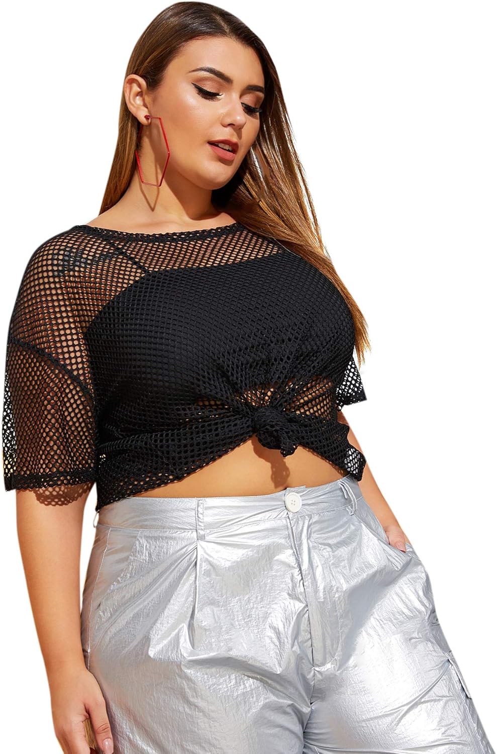 Sheer Mesh Fishnet Tee